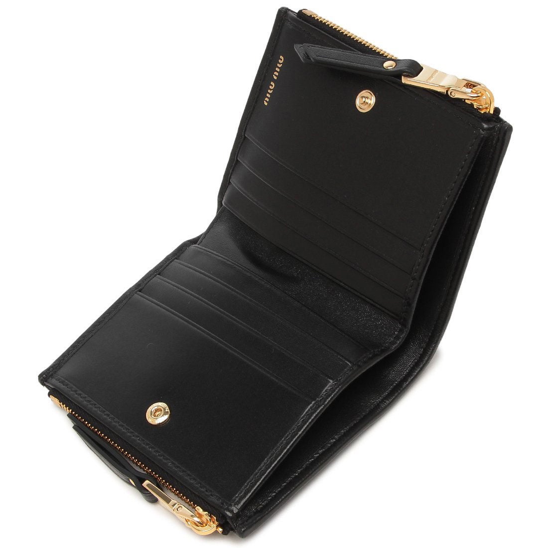 ミュウミュウ Miu Miu 二つ折り財布 マテラッセ ブラック ゴールド