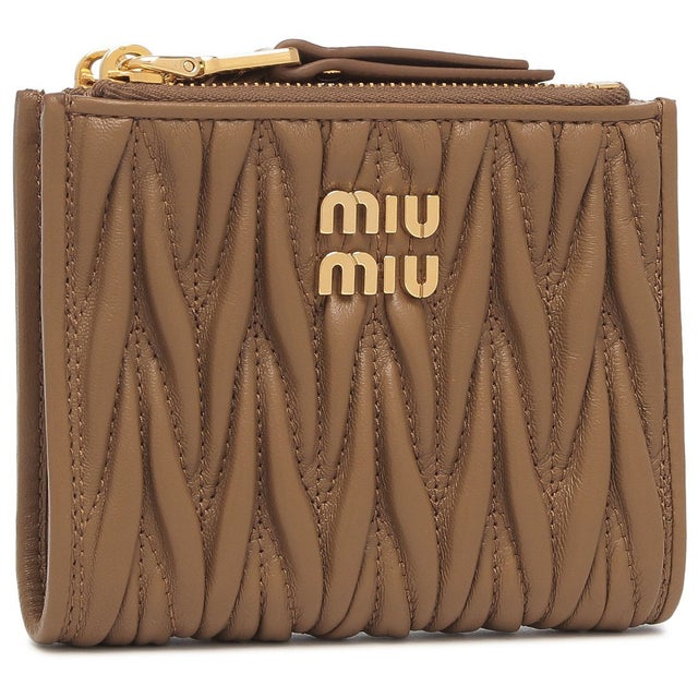 ミュウミュウ Miu Miu 二つ折り財布 マテラッセ ブラウン ゴールド