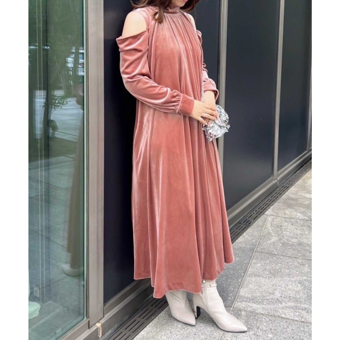 ノエラ NOELA 【WEB限定】ベロアワンピース （ピンク） -アウトレット