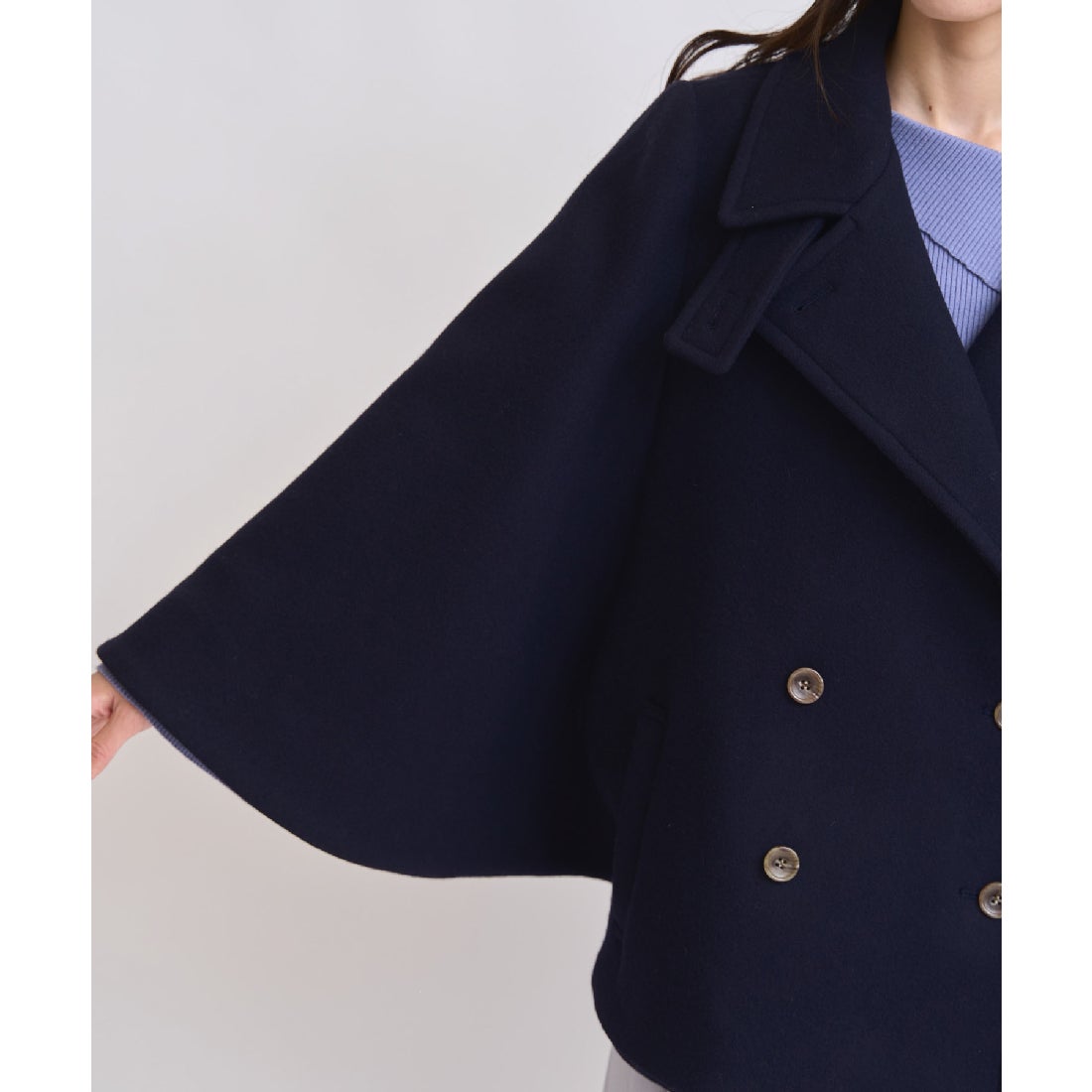 ノエラ NOELA ケープミドルウールコート （ネイビー） -靴