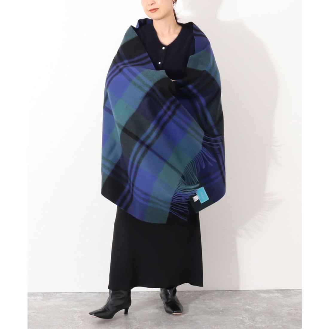 ノーリーズ NOLLEY'S カシミヤチェックストール （グレー系1