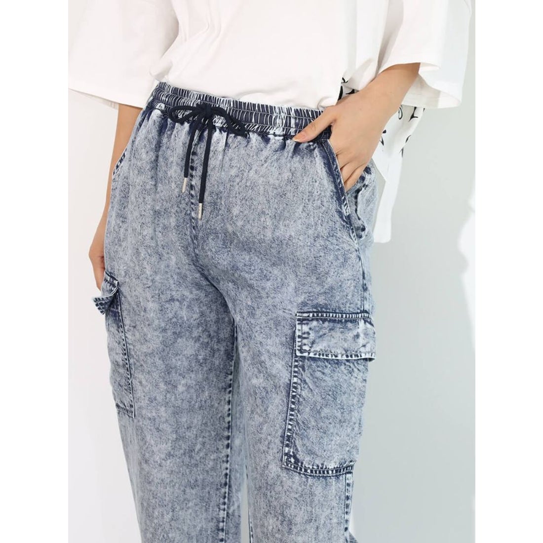 スコットクラブ SCOTCLUB デニムライクカーゴパンツ （ライトブルー