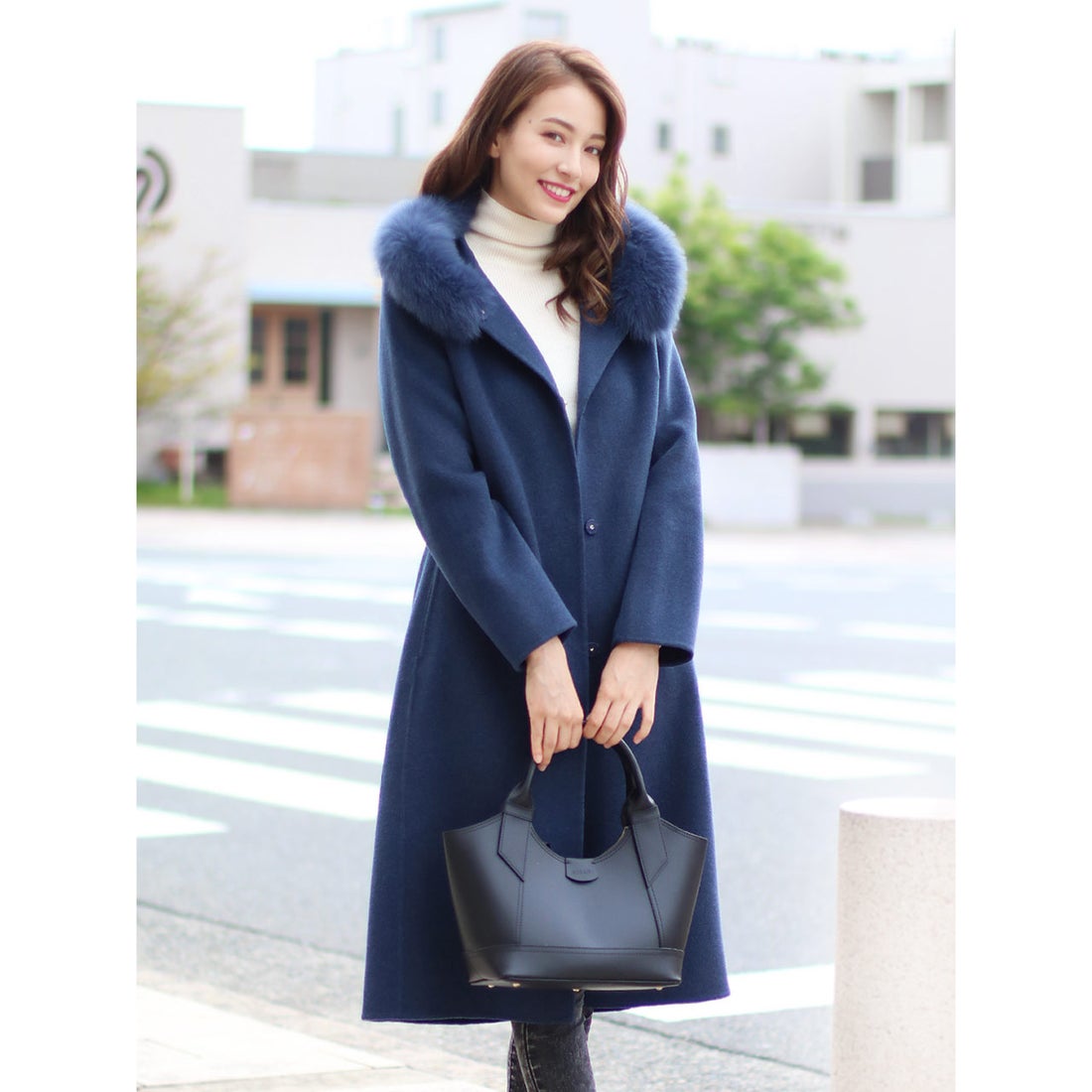 フィローモ Filomo [Filomo] カシミヤ混ロングコート フォックスファー