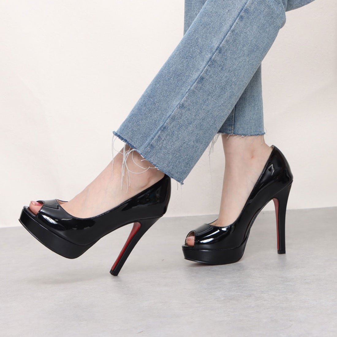 プラチナドゥ Platino deux ハイヒール オープントゥ 12cmヒール