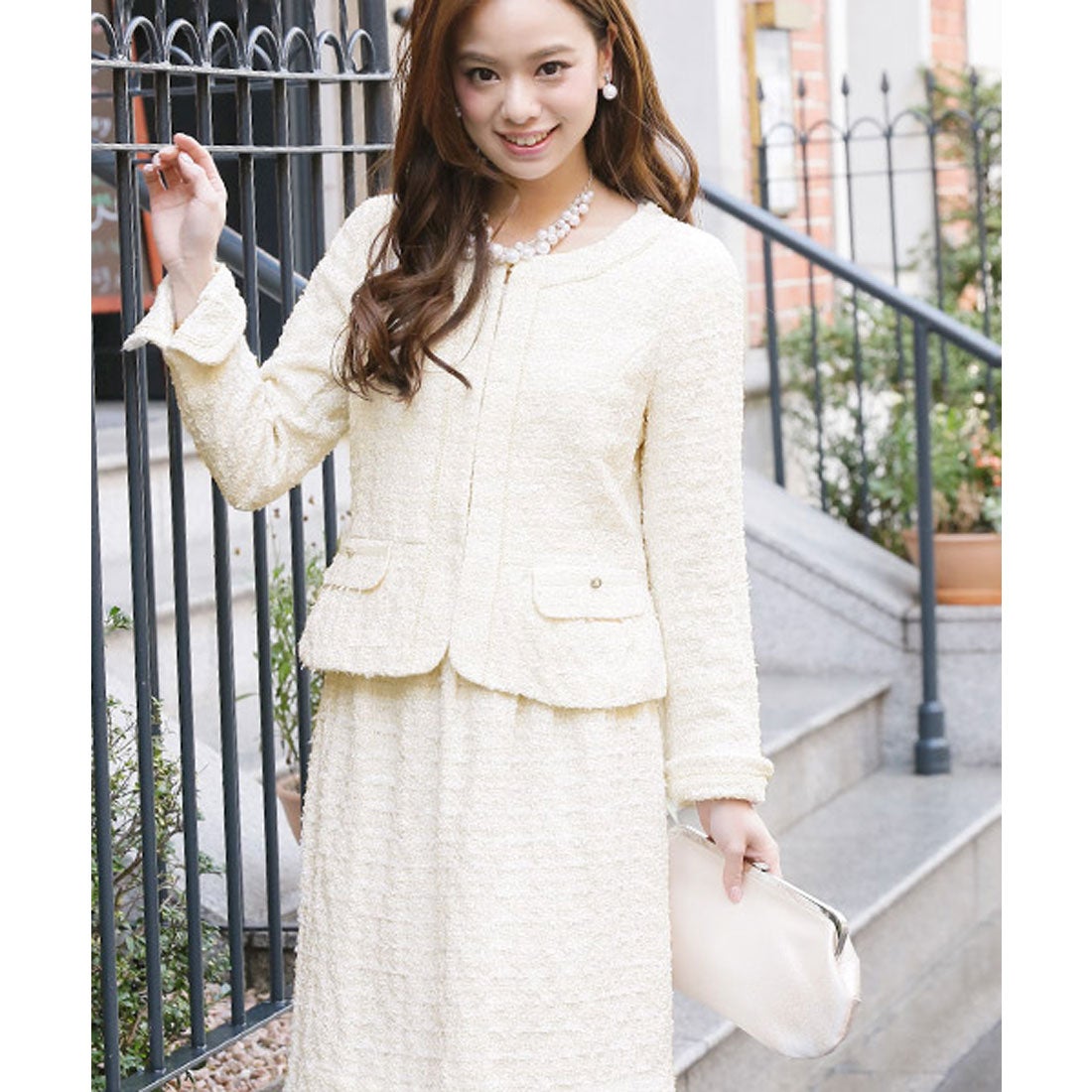 プールヴー PourVous ジャケット/ワンピースの2点セット ワンピース