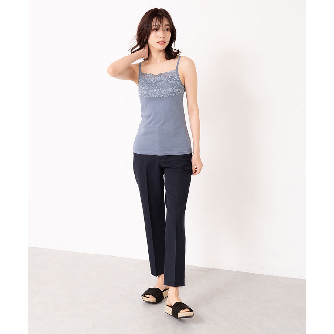 ピンクピンクピンク PINK PINK PINK コットン100％胸元レース