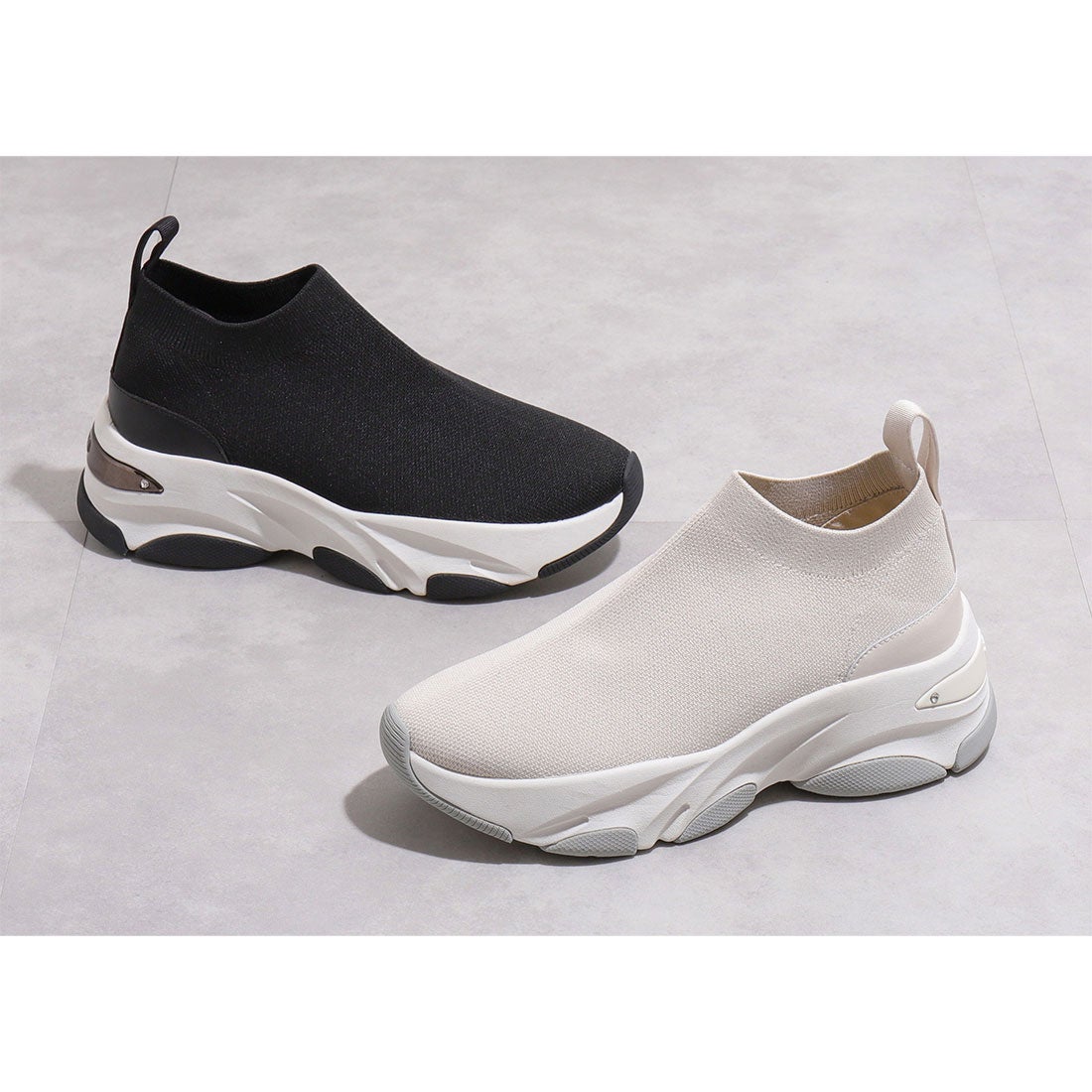 プラスダイアナ ＋diana 【撥水加工】軽量ニットソックススニーカー