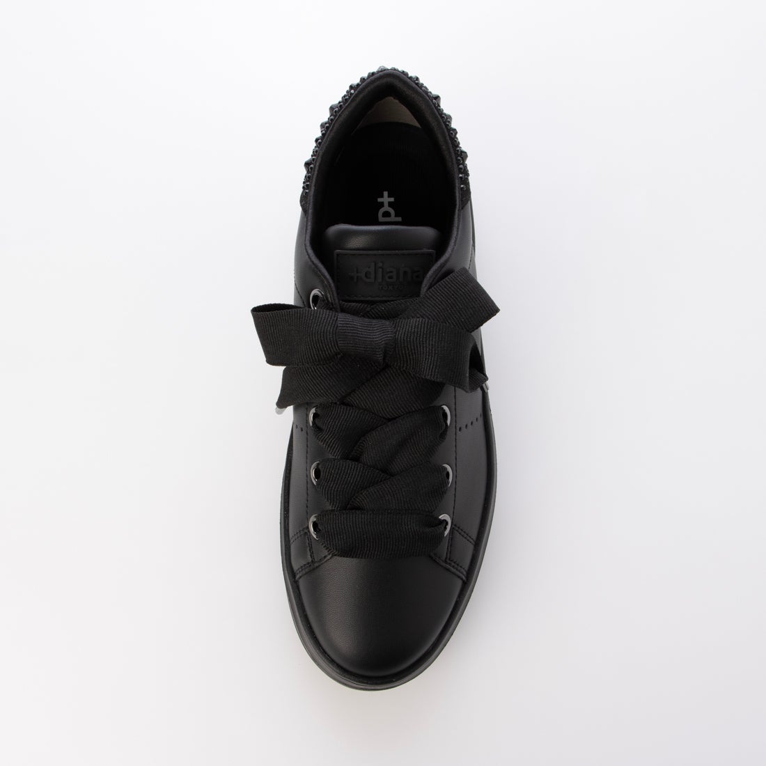 プラスダイアナ ＋diana 【軽量】ラインストーン付きリボンスニーカー