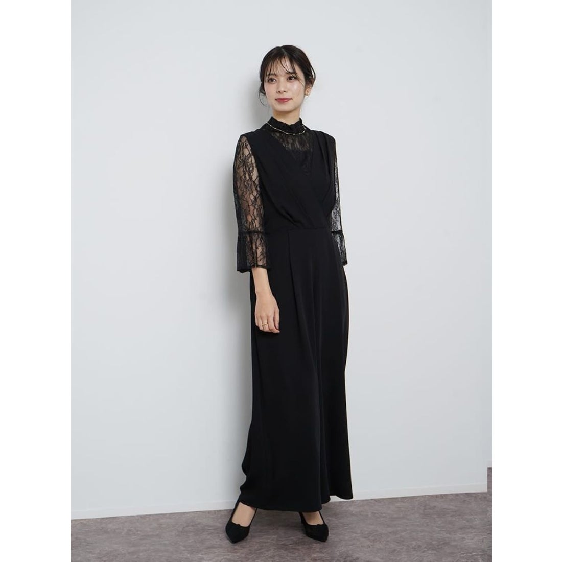 リルフェテ Rire Fete レースブラウス×オールインワンレイヤードドレス