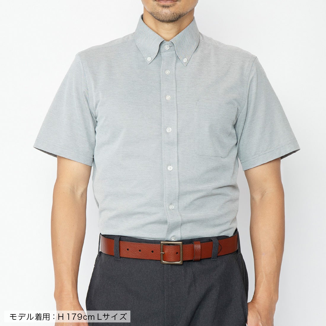 究極の半袖ボタンダウンシャツ （グレー） -WWSワークウェアスーツ公式