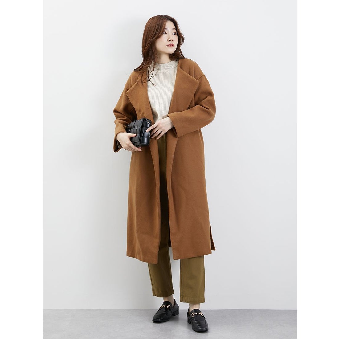 テチチ Te chichi ダブルフェイスオープンカラーコート （キャメル