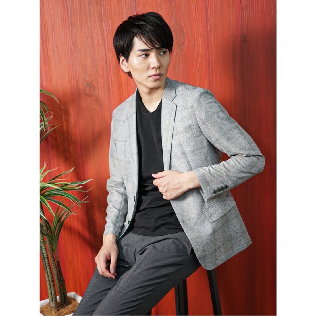 タカキュー TAKA-Q TechLinen スリムフィット 2ボタンジャケット