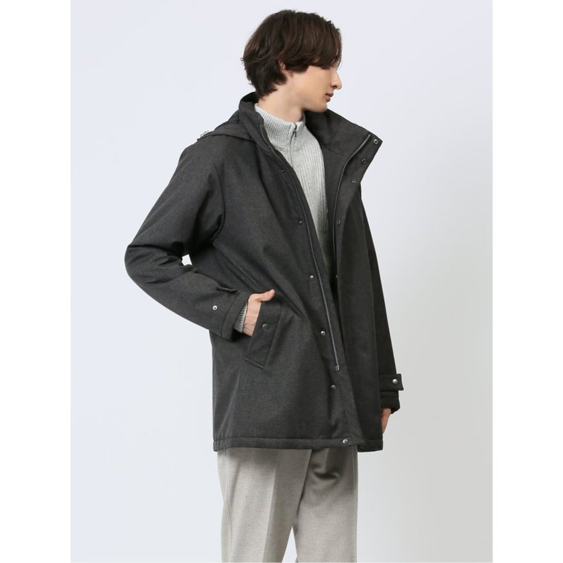 TAKA-Q JUST SPEC フード脱着 ハーフコート （紺） メンズ ブルゾン