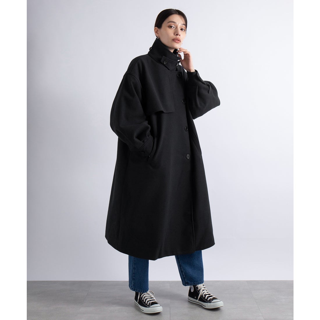 MAISON BREEZE 【SETUP7】アウター スタンドカラーコート 長袖 ロング