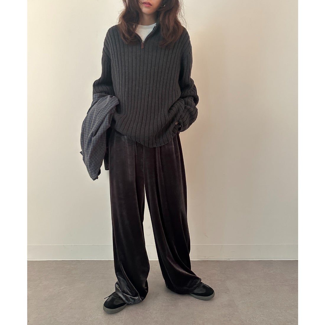 vieux by MAISON BREEZE イージーパンツ ベロア パンツ ウエスト紐