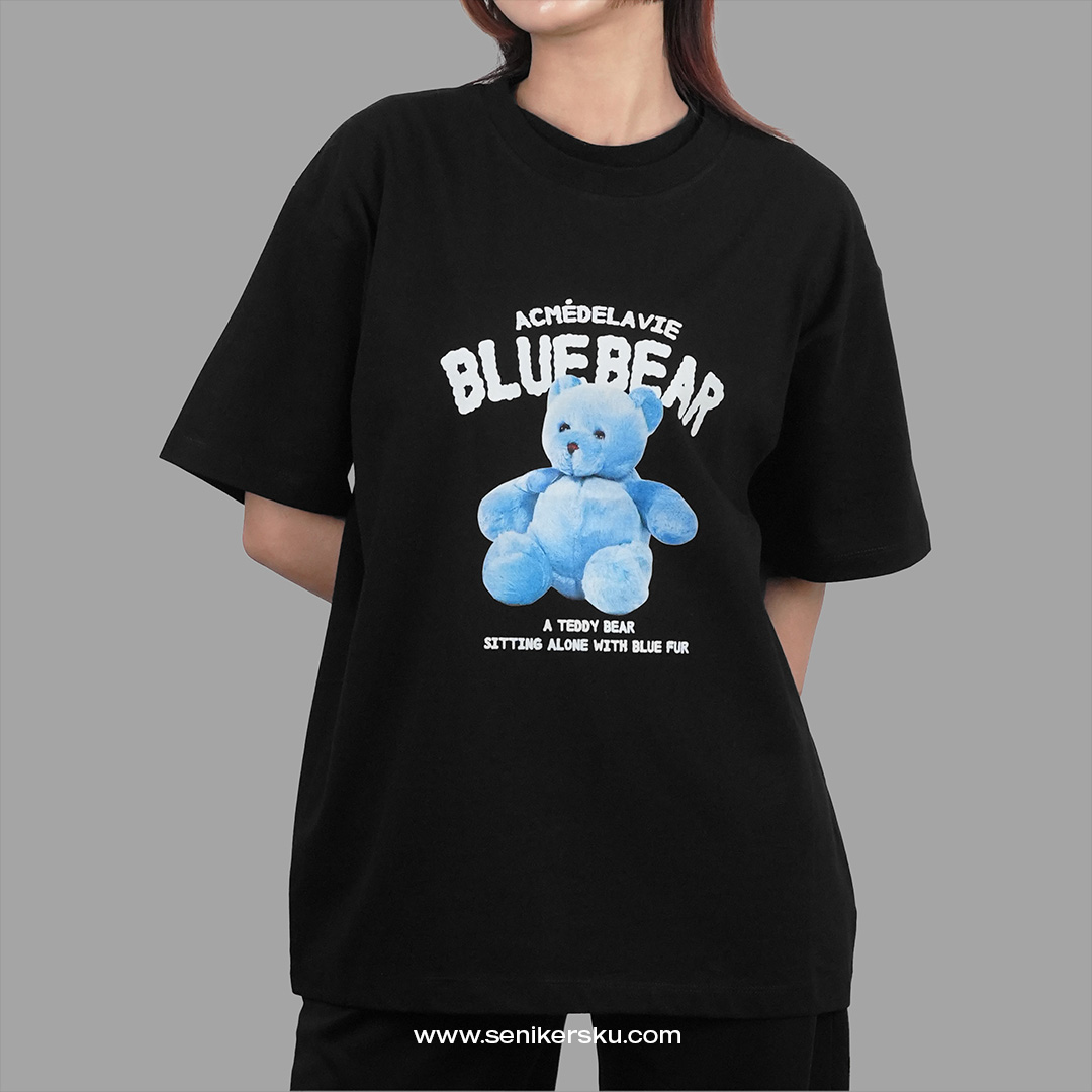 ADLV Blue Teddy Bear Black Tee | Senikersku