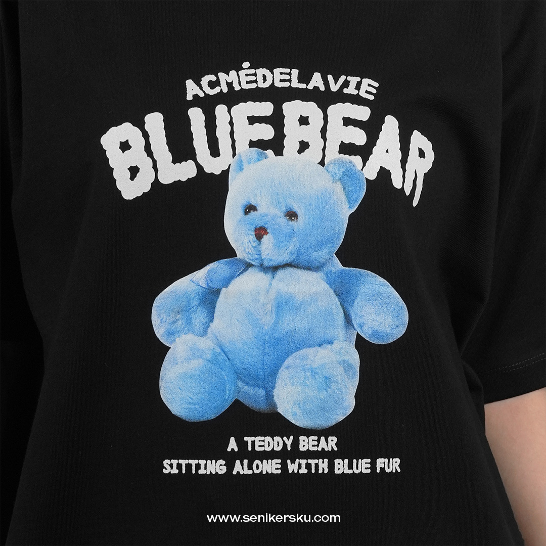 ADLV Blue Teddy Bear Black Tee | Senikersku