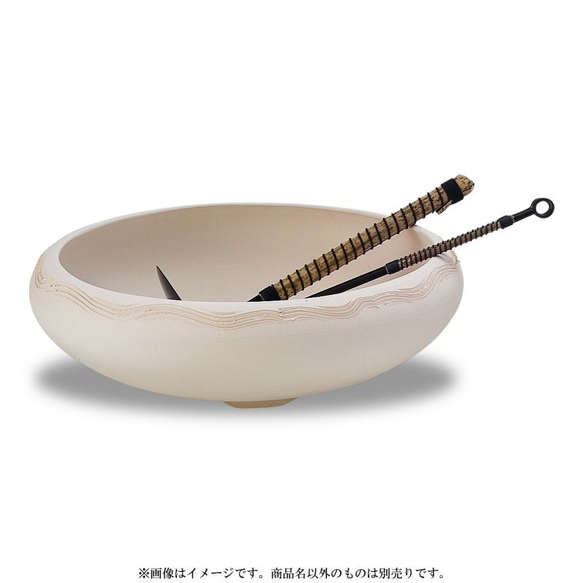 茶道具 灰器（はいき） 巴半田焙烙 白 (素焼) 太仙窯 ※画像は