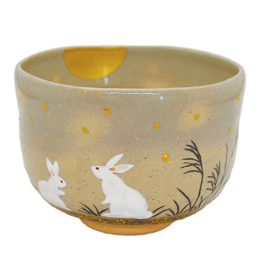 茶道具 抹茶茶碗（まっちゃちゃわん） 乾山写茶碗 月うさぎ 山岡 善昇