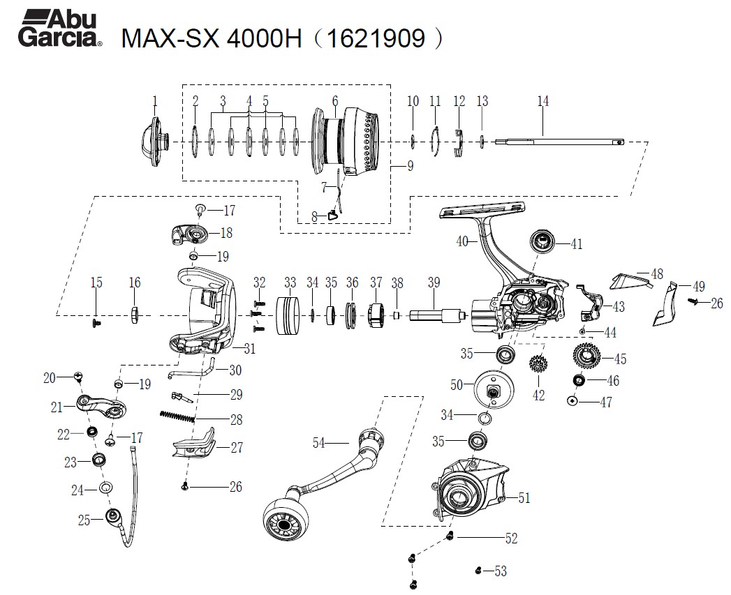 1621909 Max SX 4000H | PureFishing Japan 製品リールパーツリスト