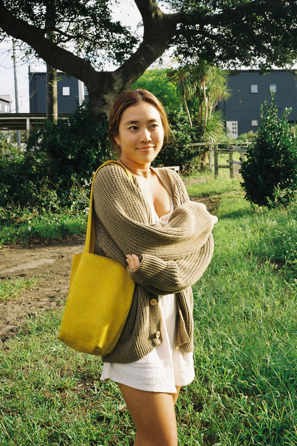 Organic cotton cardigan(olive) – seed and soil