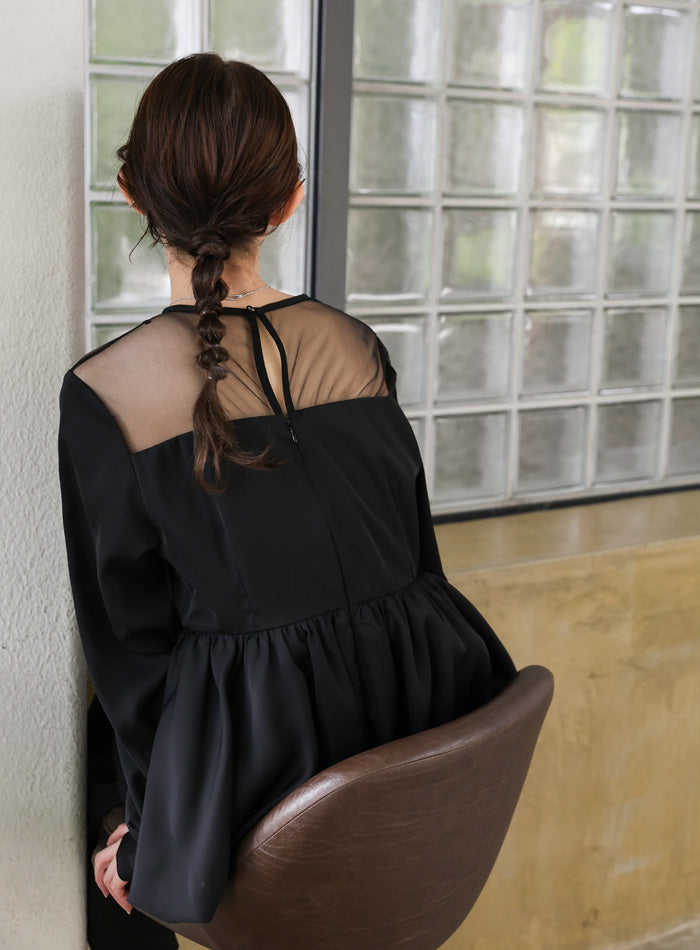 オケージョン/結婚式】ペプラムバルーンドッキングワンピース – SELECT