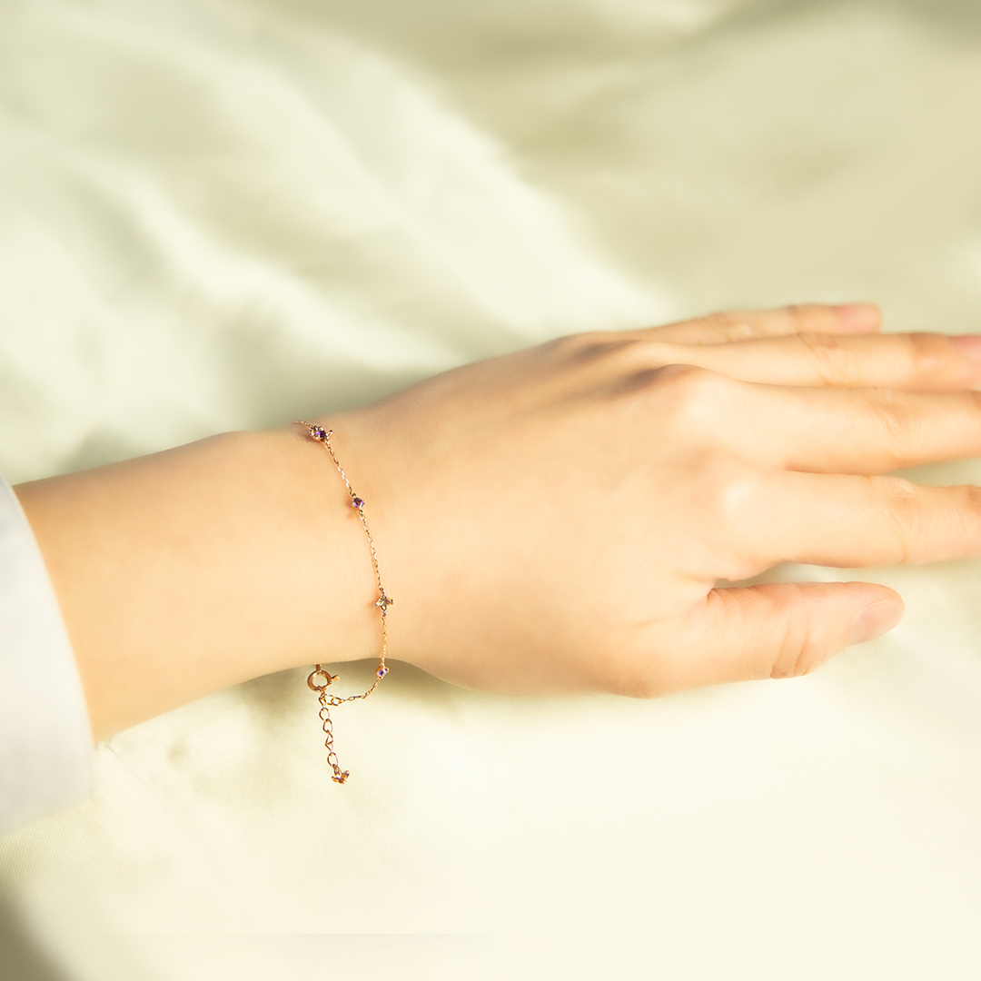 ブレスレット K10ピンクゴールド アメジスト ライトアメジスト(JL