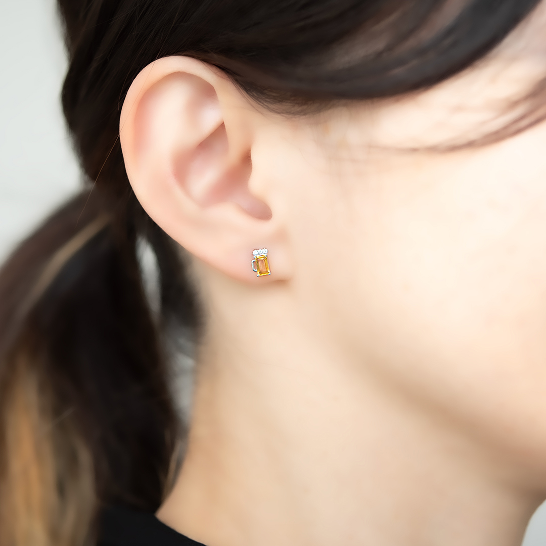 ピアス K10ホワイトゴールド シトリン キュービックジルコニア(JL