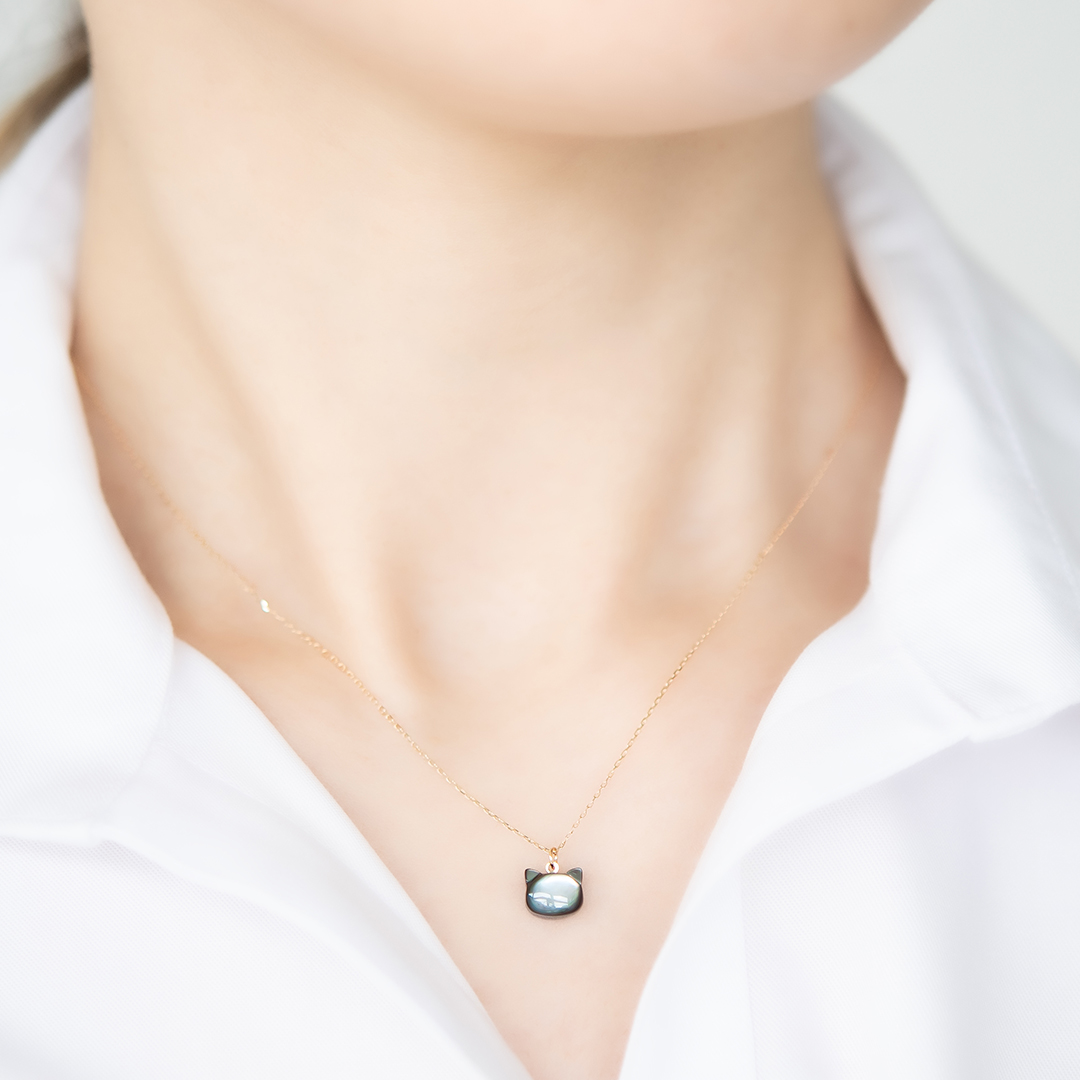 ネックレス K10イエローゴールド ブラックシェル アクセサリーPePe