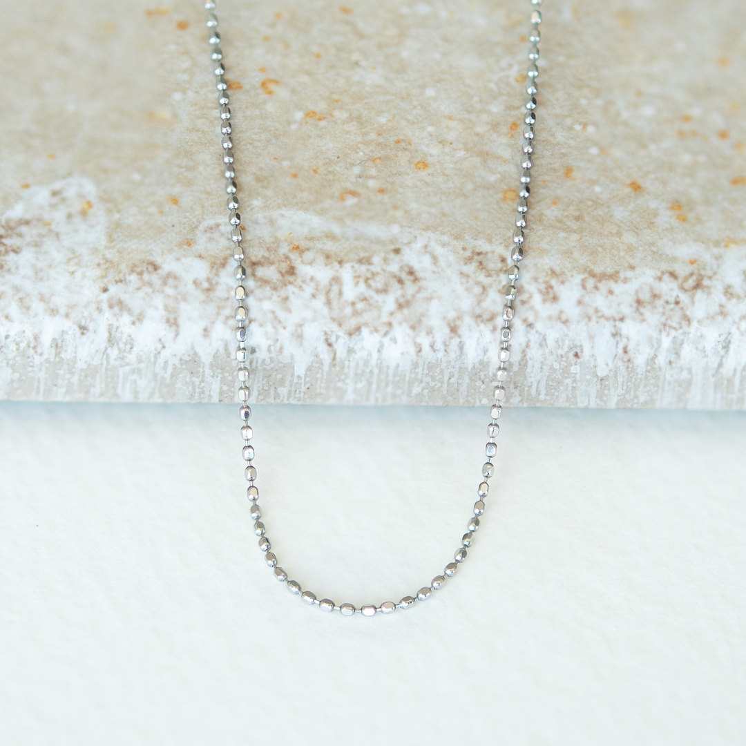 40cmカットボールチェーン】ネックレス K10ホワイトゴールド