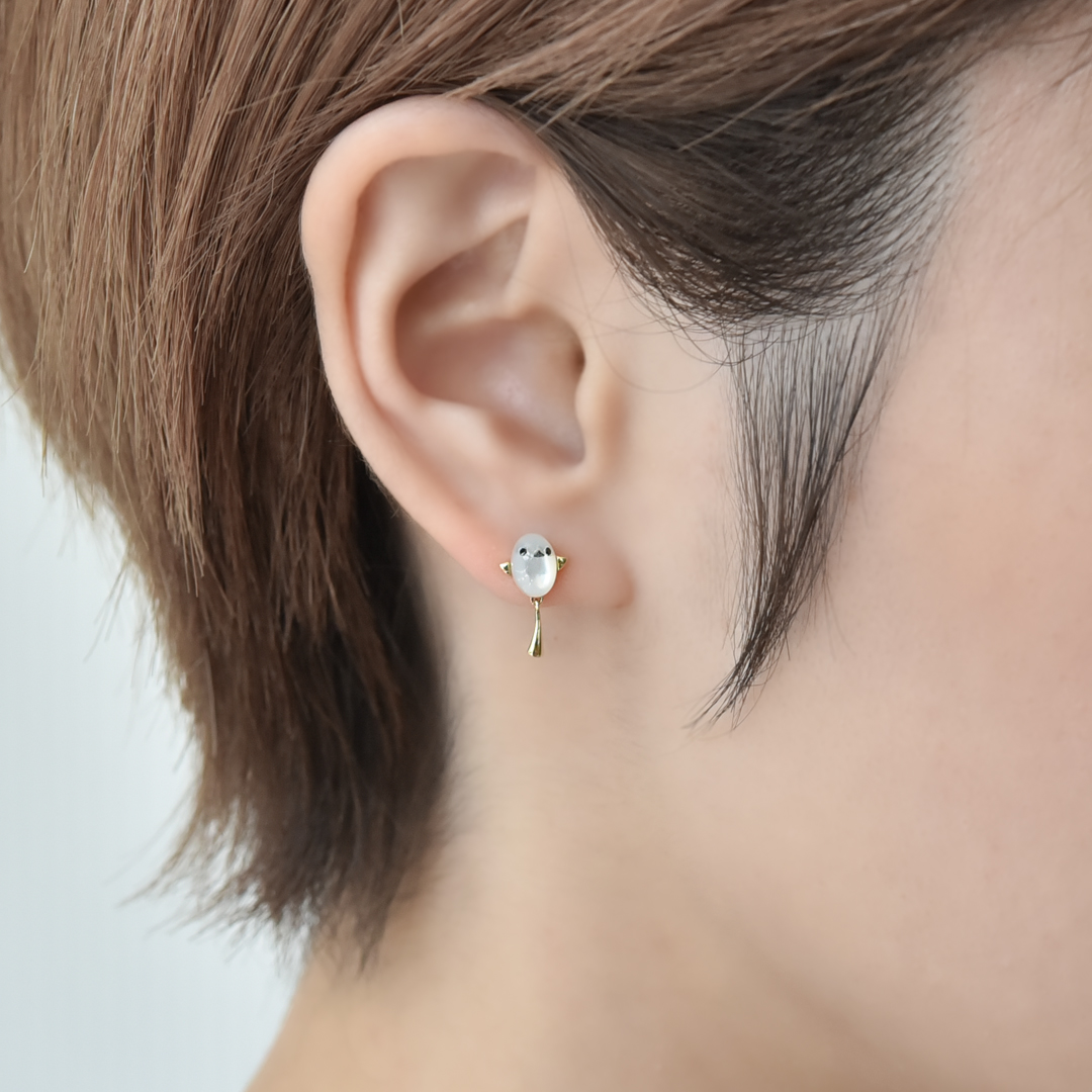 片方】ピアス K10イエローゴールド ブラックルテニウムコーティング