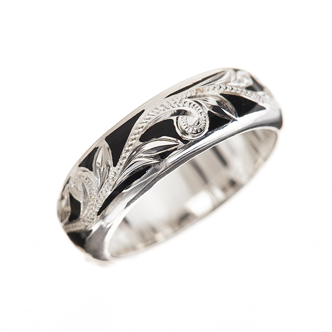 ハワイアンジュエリー/Silver925/Black/エナメルリング(太