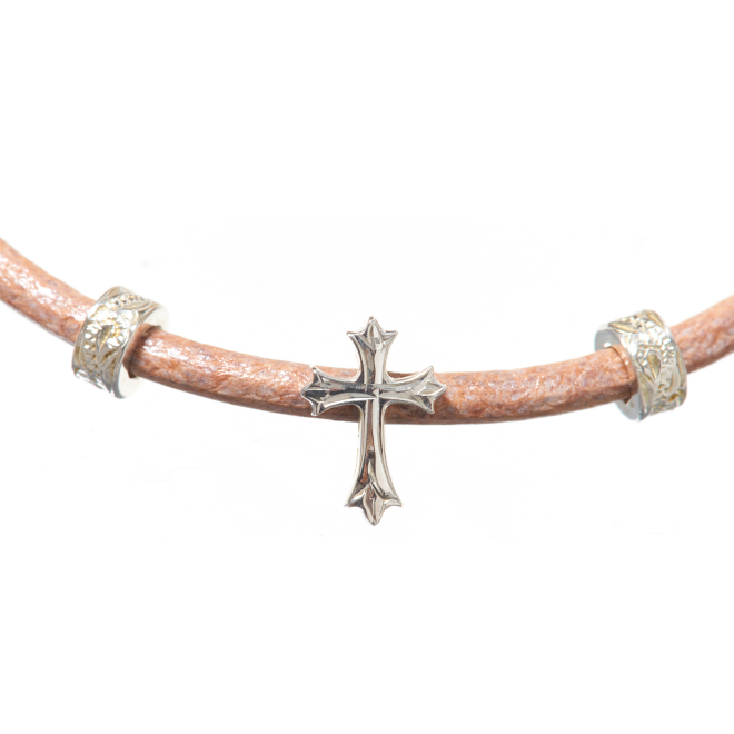 ハワイアンジュエリー/Silver925/レザーブレスレット/クロス