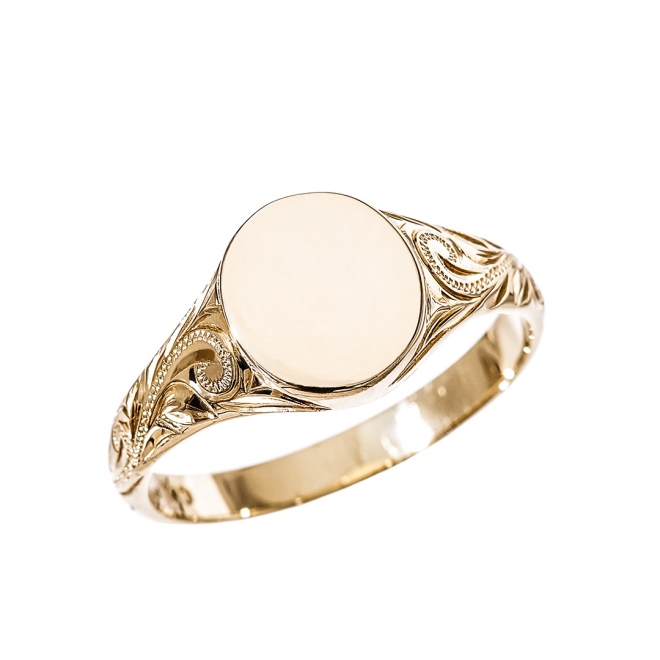 ハワイアンジュエリー/K10YG/シグネットリング/ラウンド/0092