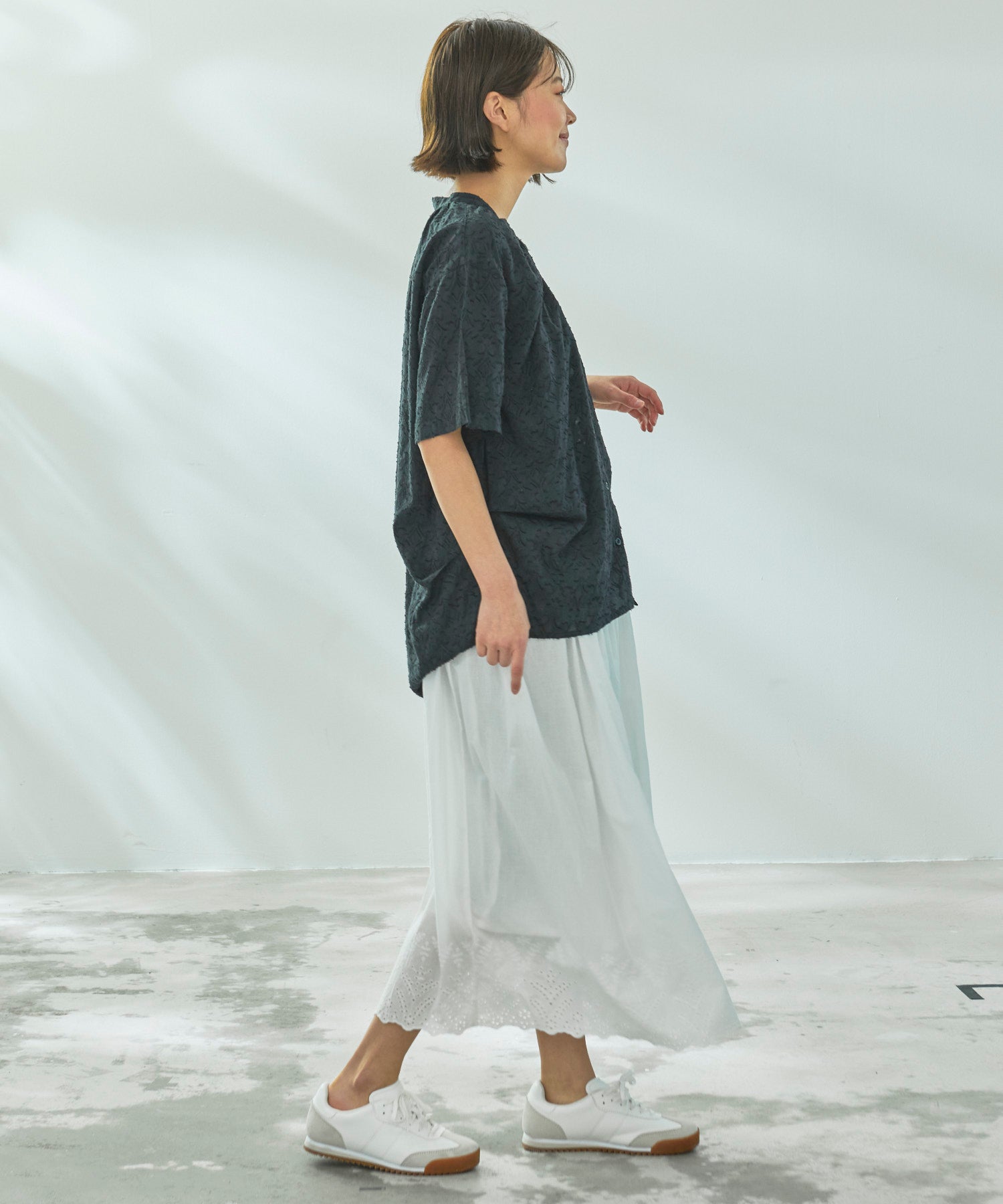 インド綿 裾スカラップ刺繍スカート（スカート/レディース