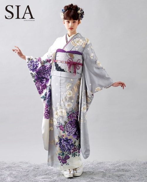 SIA シルバーグレー白振袖23021｜振袖ネットレンタルはおりえん
