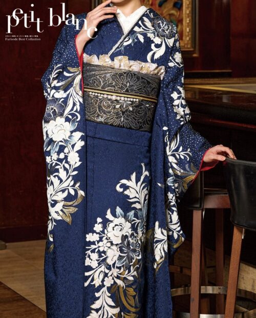 スワロフスキー×ネイビー紺のキラキラ振袖｜振袖ネットレンタル