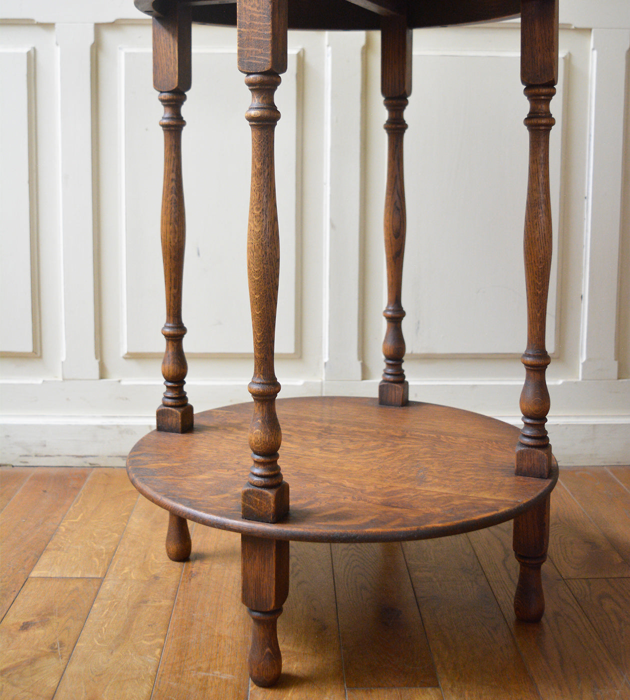 英国アンティーク木製サイドテーブル/オケージョナル机/飾り棚/花台(79