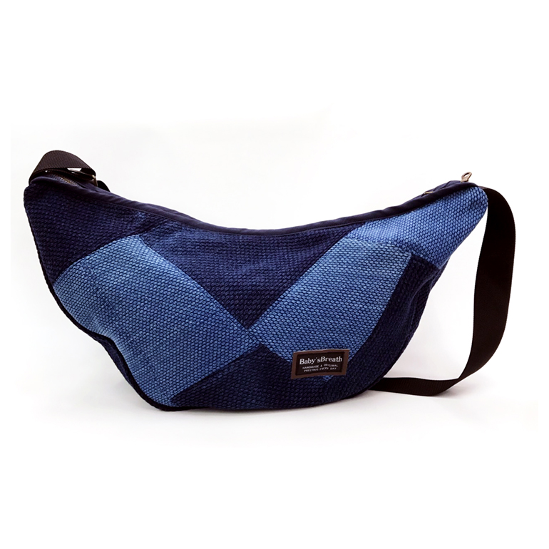 剣道着生地】 藍染刺し子 パッチワーク風ショルダーバッグ 【リメイク