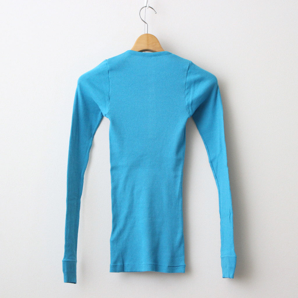 ORGANIC SOFT RIB HENLEY NECK L/S TEE #TURQUOISE BLUE [A24SP03OT