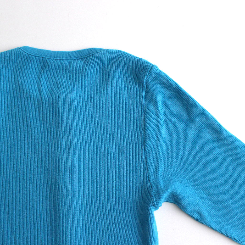 ORGANIC SOFT RIB HENLEY NECK L/S TEE #TURQUOISE BLUE [A24SP03OT