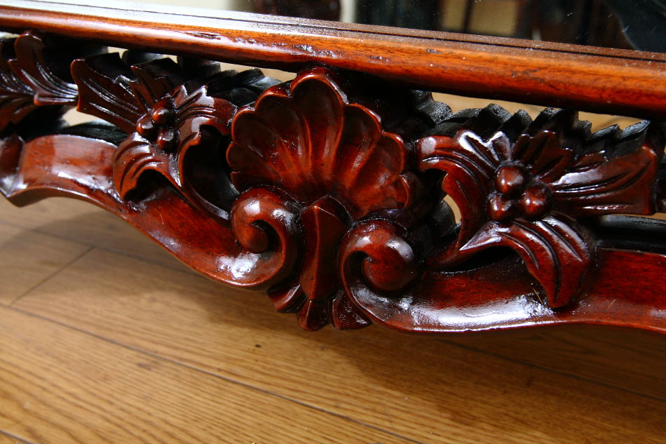 ヴィクトリアンスタイル マホガニーウォールミラー｜アンティーク家具