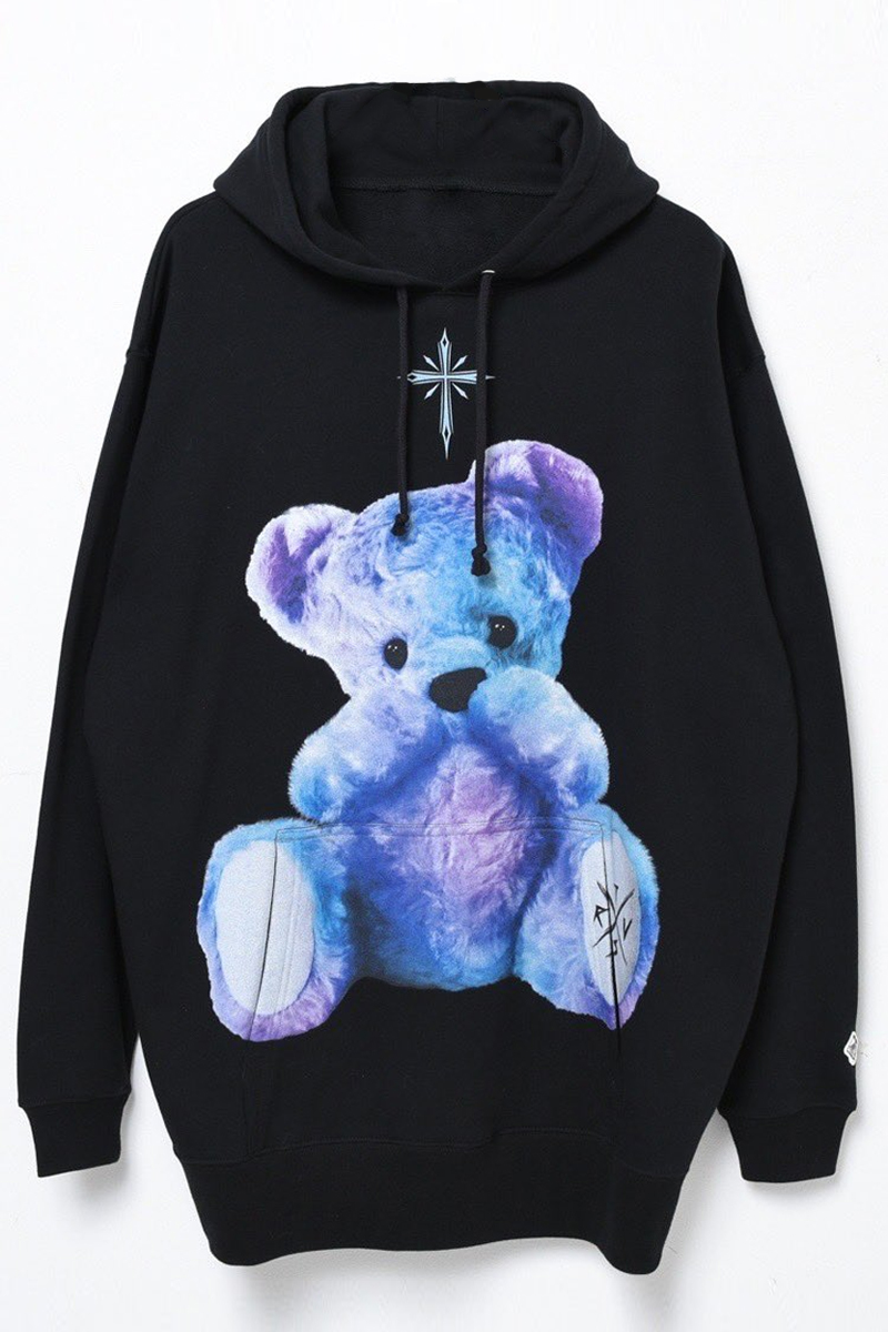 TRAVAS TOKYO【トラバストーキョー】Furry bear Hoodie Black×Blue