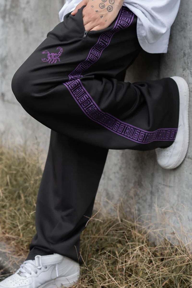 gibous(ギボス) logo jersey scorpion black purple pants / ロック