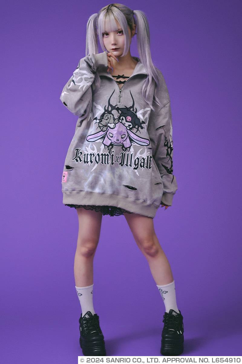 クロミ×GALFY(ガルフィー) イルガルフィームラ染めハーフZIP - Gray