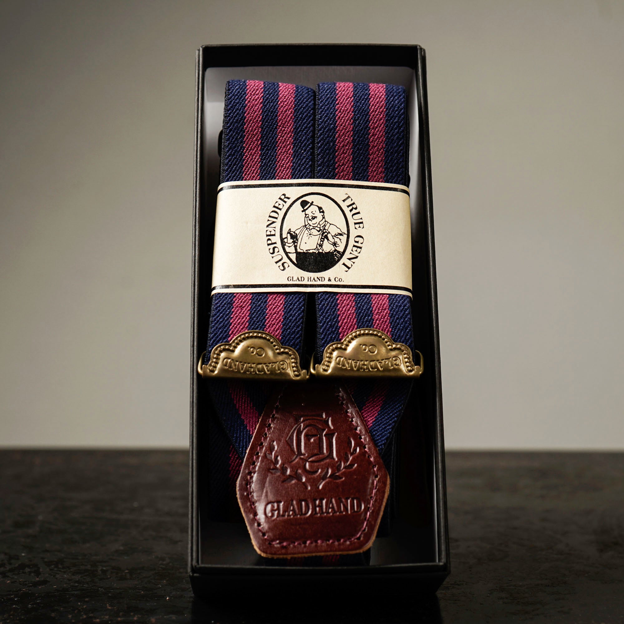 GLAD HAND & CO.ジャガードサスペンダーネイビー