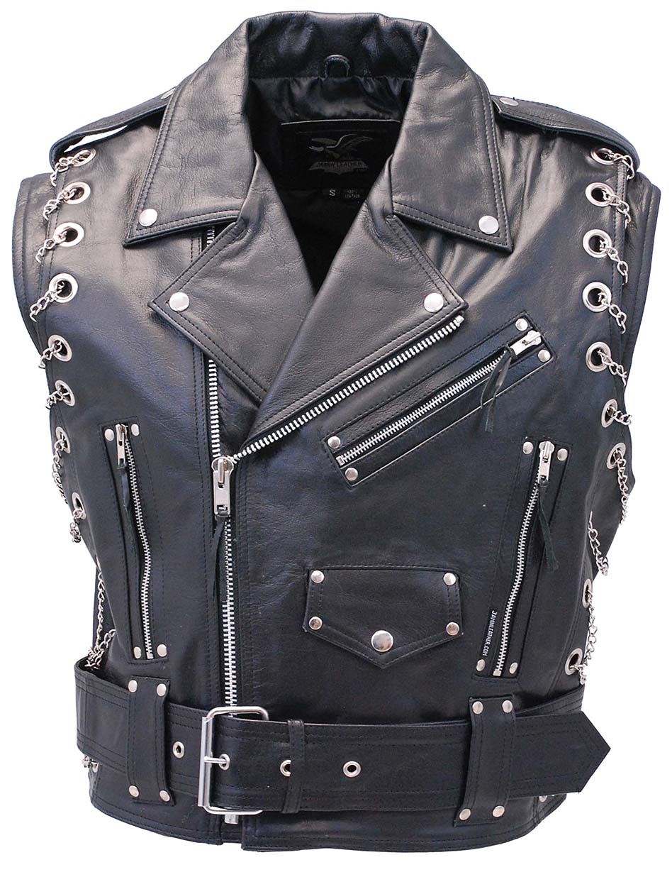 Chromed Out Leather Motorcycle Chain Vest #VM2001MCC – Jamin Leather®