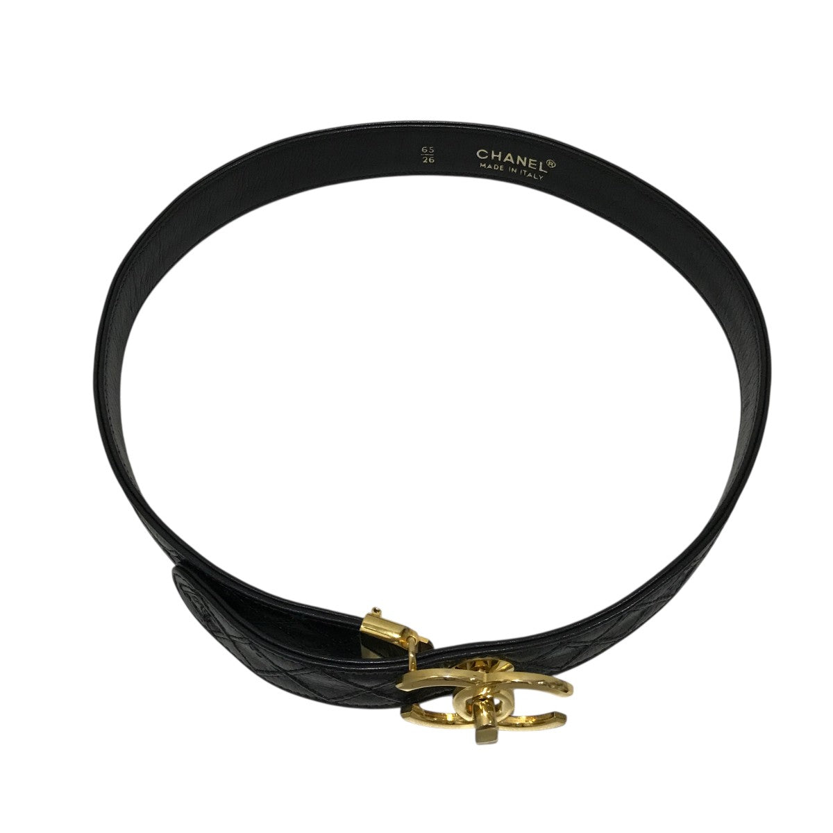 CHANEL(シャネル) ココマークレザーベルト ブラック サイズ 65/26