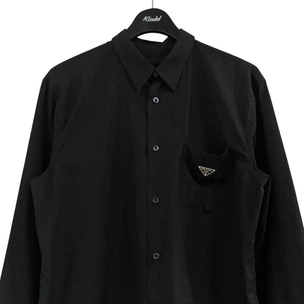 PRADA(プラダ) 三角プレート付き長袖シャツ UCN631 ブラック サイズ L