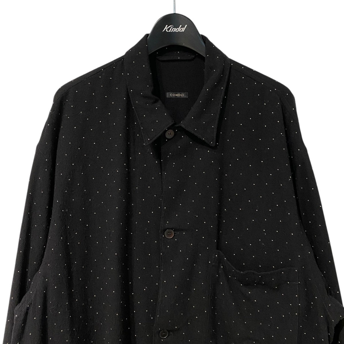 COMOLI(コモリ) 24SSシルクノイル ドット シャツジャケット ブラック